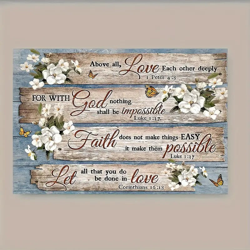 1 Piece Wood Frame Canvas Painting, Christian Bible Verses