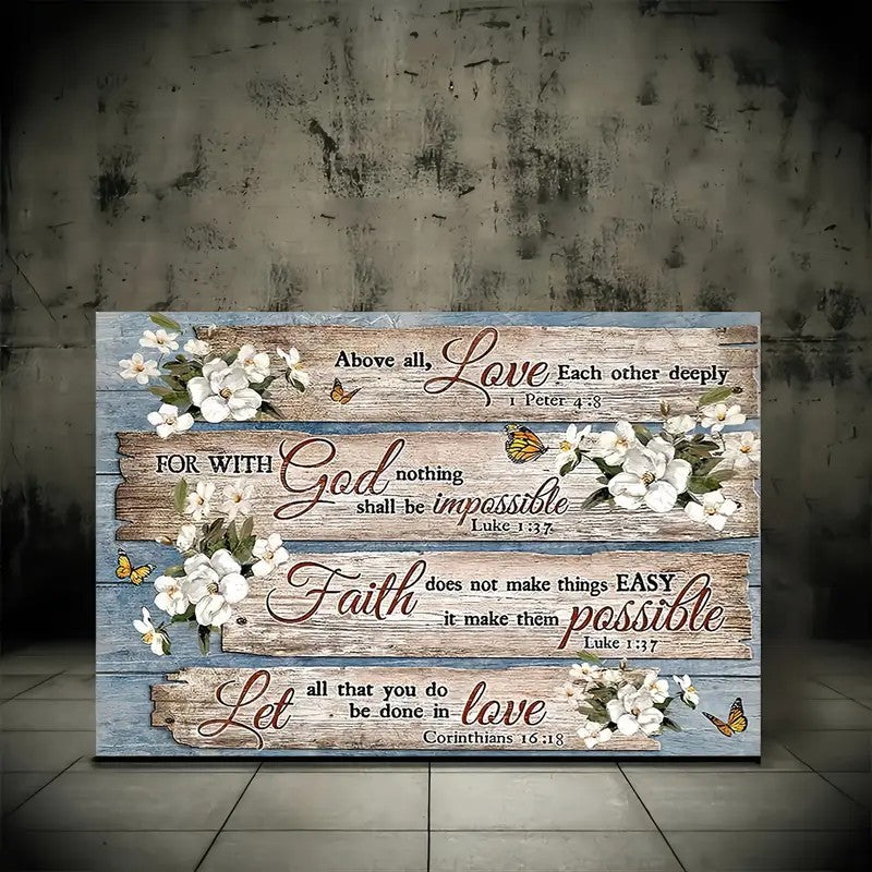 1 Piece Wood Frame Canvas Painting, Christian Bible Verses