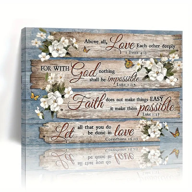 1 Piece Wood Frame Canvas Painting, Christian Bible Verses