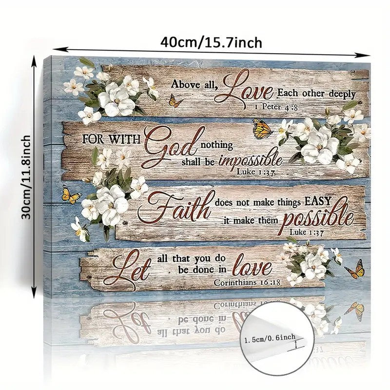 1 Piece Wood Frame Canvas Painting, Christian Bible Verses