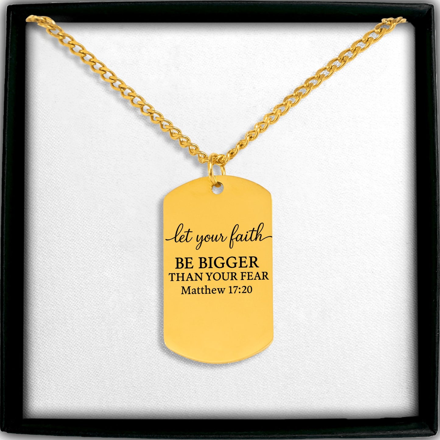 Let Your Faith Be Bigger — Christian Cuban Tag Necklace (Matthew 17:20)