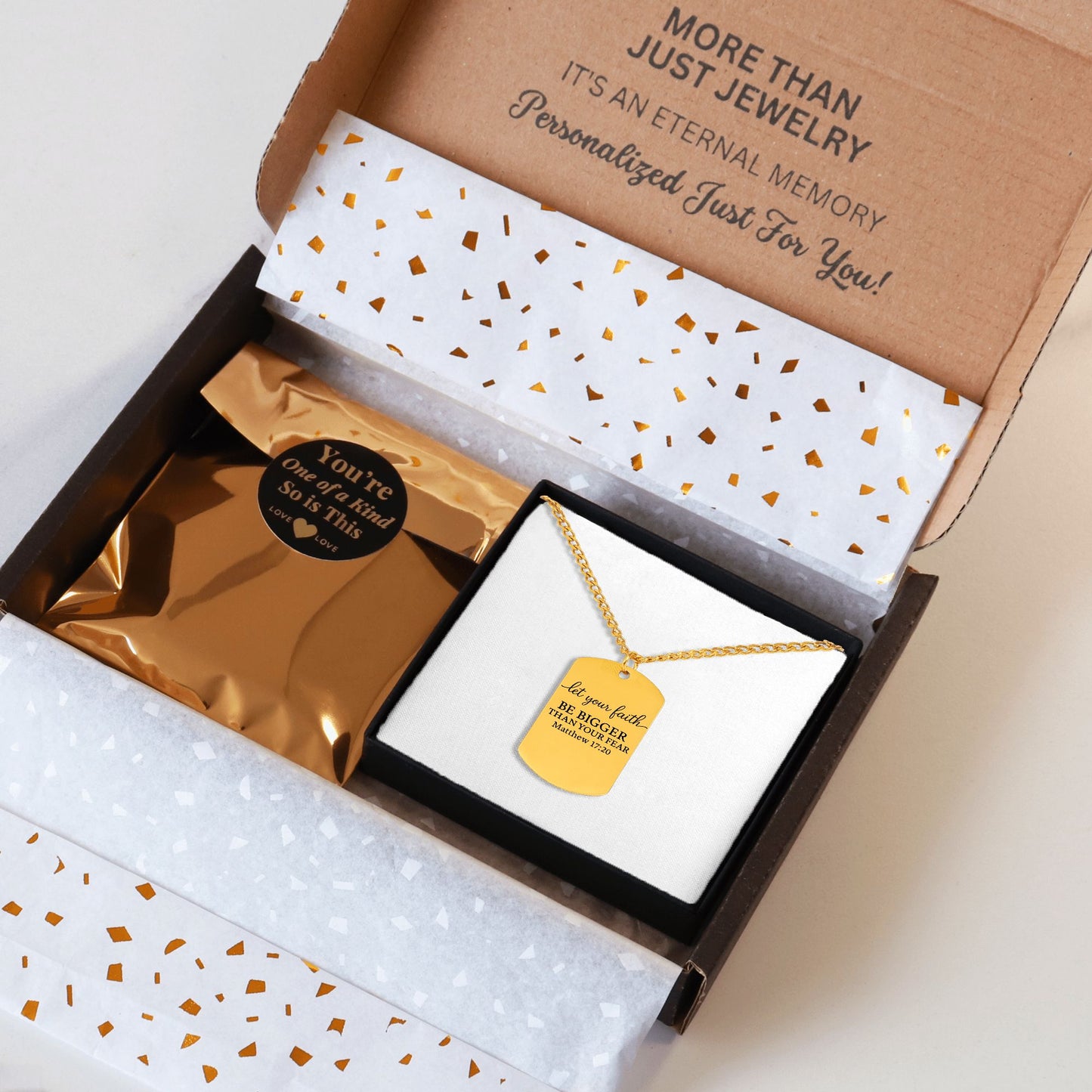 Let Your Faith Be Bigger — Christian Cuban Tag Necklace (Matthew 17:20)