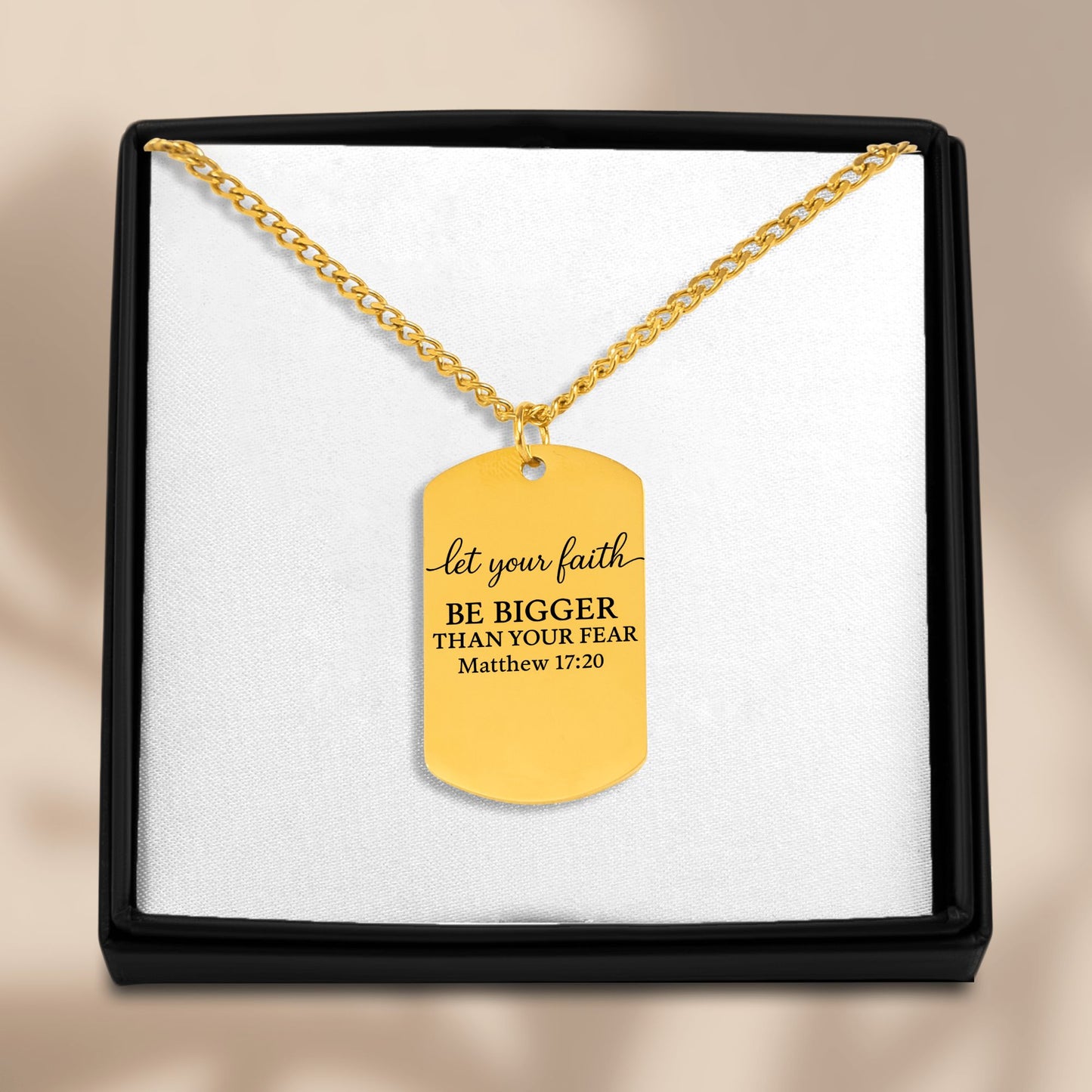 Let Your Faith Be Bigger — Christian Cuban Tag Necklace (Matthew 17:20)